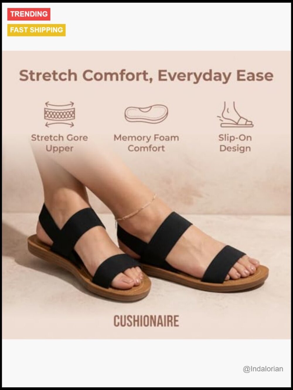 Memory Foam Stretch Sandals Slip-On Slides for Women - Picture 4 of 7